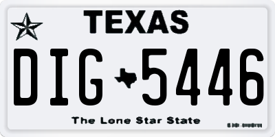 TX license plate DIG5446
