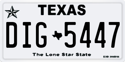 TX license plate DIG5447