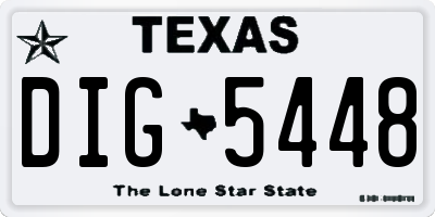 TX license plate DIG5448