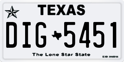 TX license plate DIG5451