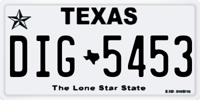 TX license plate DIG5453