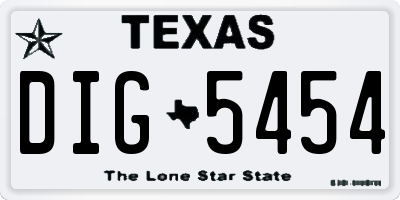 TX license plate DIG5454