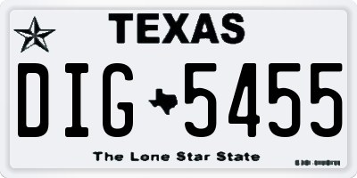 TX license plate DIG5455