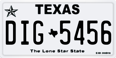 TX license plate DIG5456