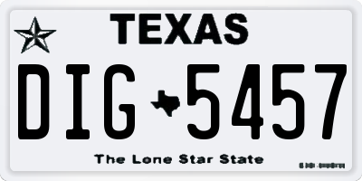 TX license plate DIG5457