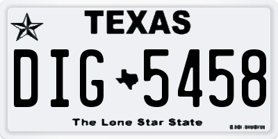 TX license plate DIG5458