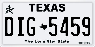 TX license plate DIG5459