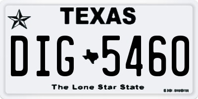 TX license plate DIG5460