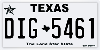 TX license plate DIG5461