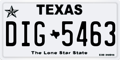 TX license plate DIG5463