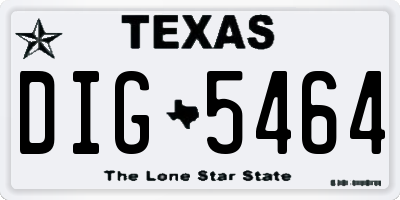 TX license plate DIG5464