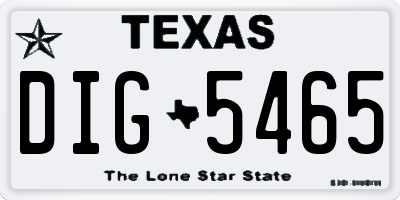 TX license plate DIG5465