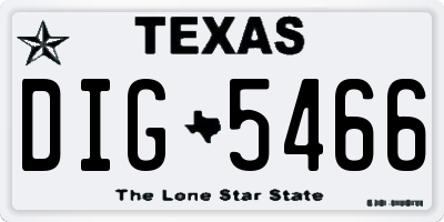 TX license plate DIG5466