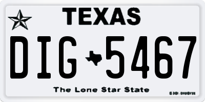 TX license plate DIG5467