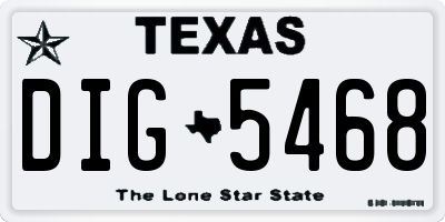 TX license plate DIG5468