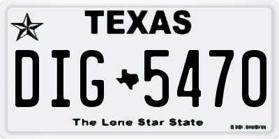 TX license plate DIG5470