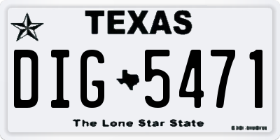 TX license plate DIG5471