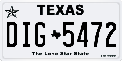 TX license plate DIG5472