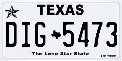 TX license plate DIG5473