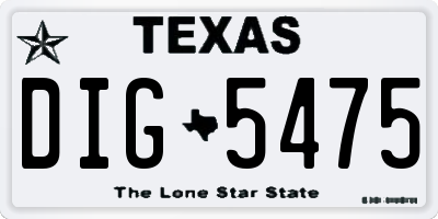 TX license plate DIG5475