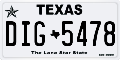 TX license plate DIG5478