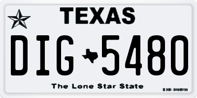 TX license plate DIG5480
