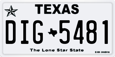 TX license plate DIG5481
