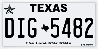 TX license plate DIG5482
