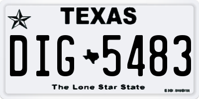 TX license plate DIG5483