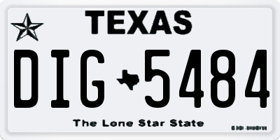 TX license plate DIG5484