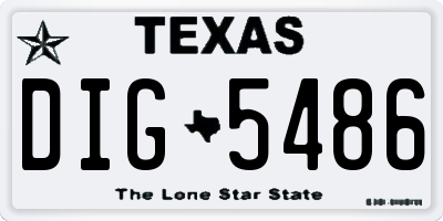 TX license plate DIG5486