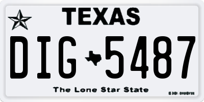 TX license plate DIG5487