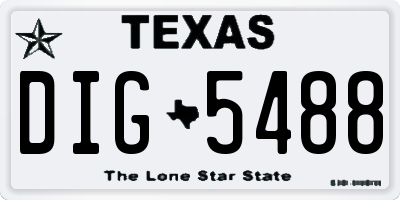 TX license plate DIG5488