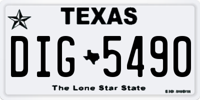TX license plate DIG5490