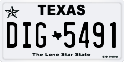 TX license plate DIG5491