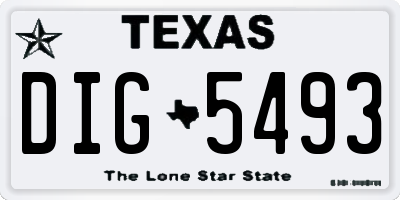 TX license plate DIG5493