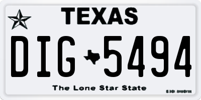 TX license plate DIG5494