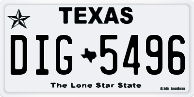 TX license plate DIG5496