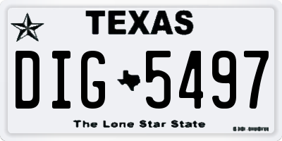 TX license plate DIG5497