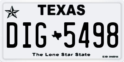 TX license plate DIG5498