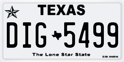 TX license plate DIG5499