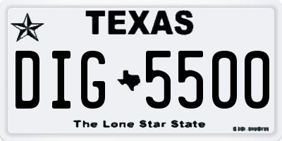 TX license plate DIG5500