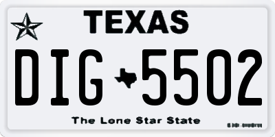 TX license plate DIG5502