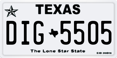 TX license plate DIG5505