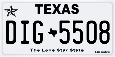 TX license plate DIG5508