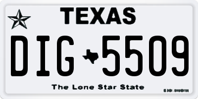 TX license plate DIG5509