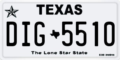 TX license plate DIG5510