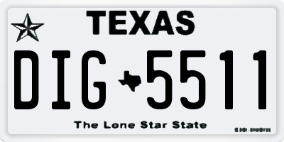 TX license plate DIG5511