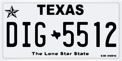 TX license plate DIG5512