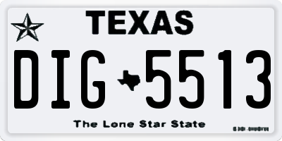 TX license plate DIG5513